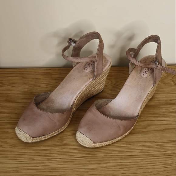 Me Too Women’s Bethany Leather Espadrille Taupe Wedge Sandal Size 9.5 - Picture 2 of 13